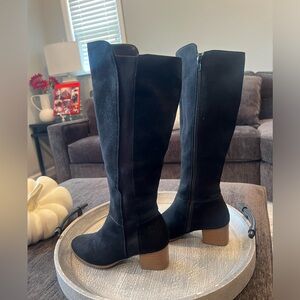 Style & Co Black Suede Knee-High block heel Boots Women's Size 6